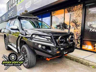 Mitsubishi-4WD-getting-accessories-fitted-by-Adrenalin-Off-Road​-centre-in-Narellan-bull-bar-and-snorkel